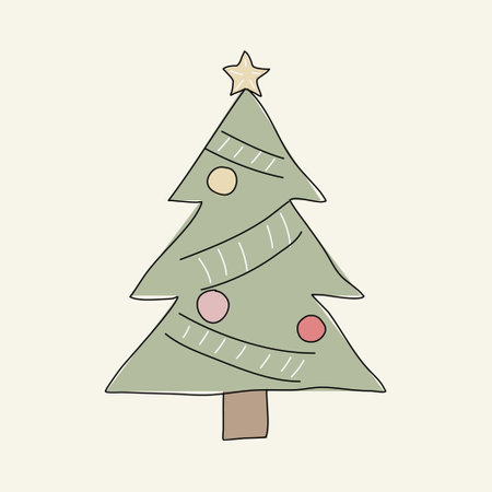 Vector illustration of a Christmas tree decorated with glass balls. Vector illustrationのイラスト素材