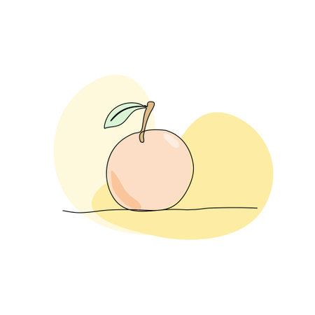 Orange one line drawing colored with pastel colors, vector illustration.のイラスト素材