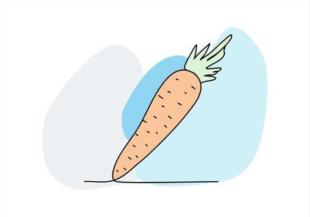 Carrot one line drawing colored with pastel colors, vector illustration.のイラスト素材