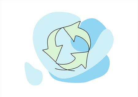 Recycle sign one line drawing colored with pastel colors, vector illustration.のイラスト素材