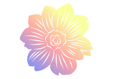 Silhouette of a flower with soft purple to yellow gradient. Vector illustrationのイラスト素材