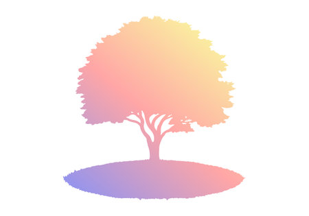 Silhouette of a deciduous tree with soft gradient. Isolated vector illustrationのイラスト素材