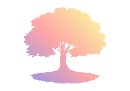 Silhouette of a deciduous tree with soft gradient. Isolated vector illustrationのイラスト素材