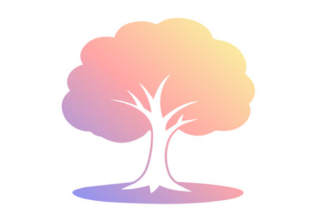Silhouette of a deciduous tree with soft gradient. Isolated vector illustrationのイラスト素材