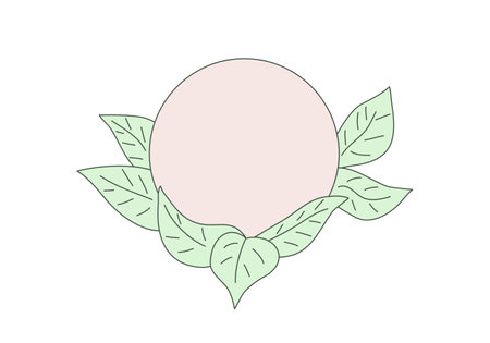 Circle frame with leaves and branches colored with pastel colors, vector illustration.のイラスト素材