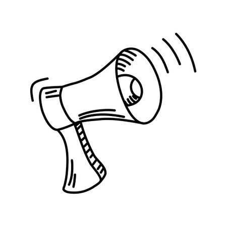 Doodle picture of a megaphone. Hand drawn vector illustration.のイラスト素材
