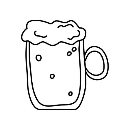 Doodle picture of mug of beer. Hand drawn vector illustration.のイラスト素材
