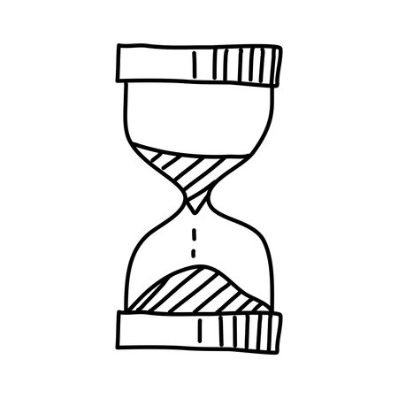Doodle picture of sand watch, hand drawn vector illustration.