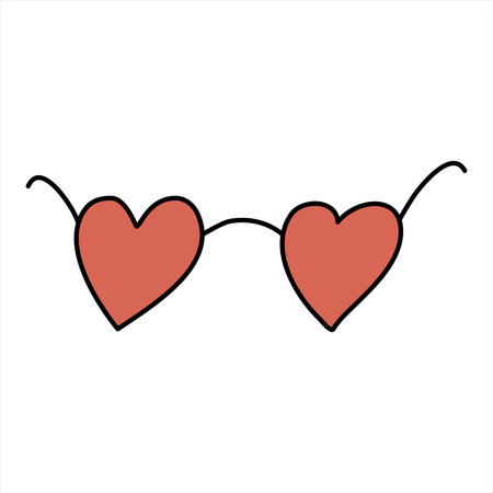 Heart-shaped eyeglasses, vector doodle illustration.のイラスト素材
