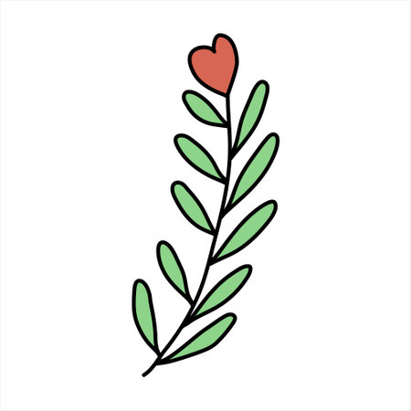 Flower heart, vector doodle illustration.のイラスト素材