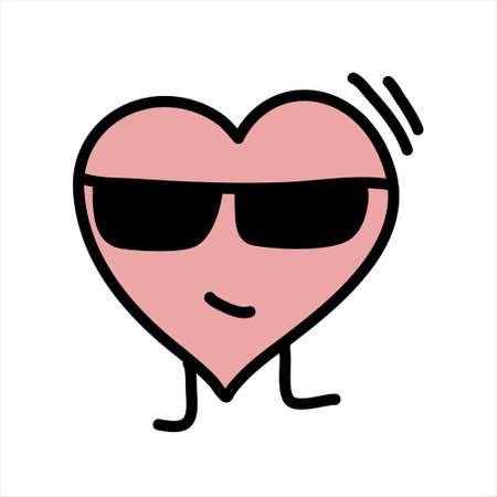 Heart with sunglasses, vector doodle illustration.のイラスト素材