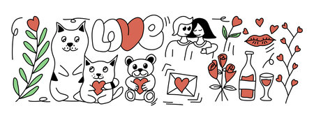 Romantic doodle for Valentines Day, vector illustration.のイラスト素材