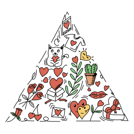 Romantic doodle for Valentines Day, vector illustration.のイラスト素材