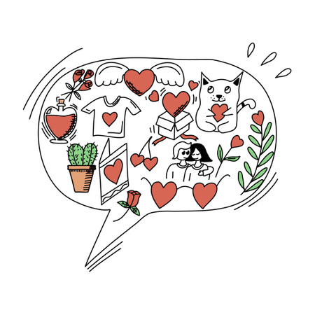 Romantic doodle for Valentines Day, vector illustration.のイラスト素材