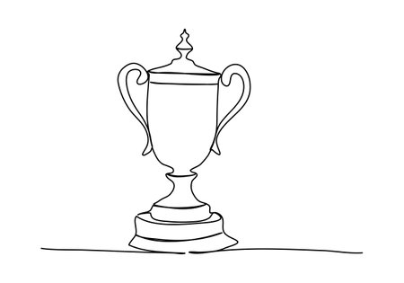 Championship trophy, one line drawing vector illustration.のイラスト素材
