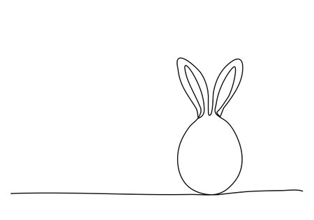 Easter egg with rabbit ears one line drawing vector illustration.のイラスト素材