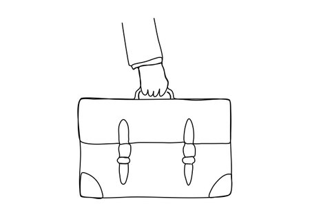 Briefcase one line drawing vector illustration.のイラスト素材