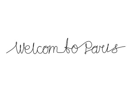 Phrase WELCOME TO PARIS one line drawing vector illustration.のイラスト素材