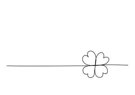 Four-leaf clover one line drawing vector illustration.のイラスト素材