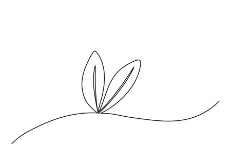 Sprout one line drawing vector illustration.のイラスト素材
