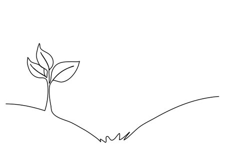 Sprout one line drawing vector illustration.のイラスト素材