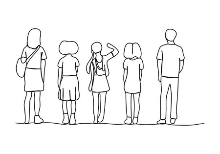 Group of people forming team, concept for diversity and inclusion theme. One line drawing vector illustration.のイラスト素材
