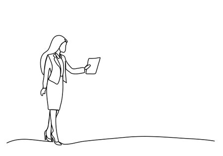 Woman in business suit, one line drawing animation with alpha channel.のイラスト素材