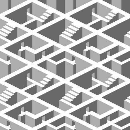 Seamless pattern with stairs making an optical illusions.のイラスト素材