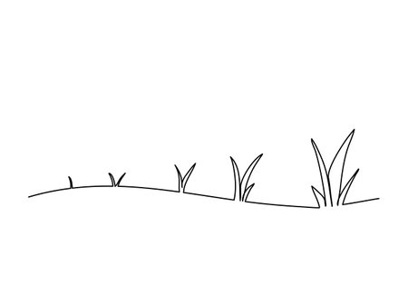 Grass doodle, one line drawing vector illustration.のイラスト素材