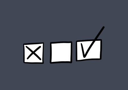 Doodle illustration of check boxes, vector illustration.