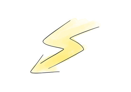 Lightning watercolor doodle element, vector illustration.のイラスト素材