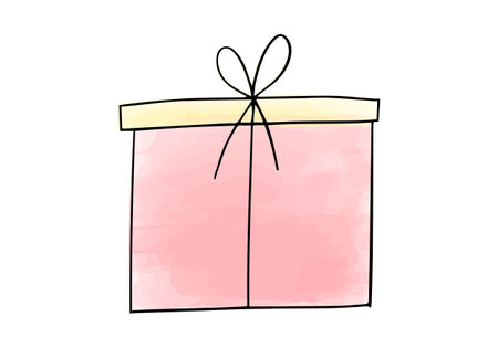 Gift box watercolor doodle element. Vector illustration.のイラスト素材