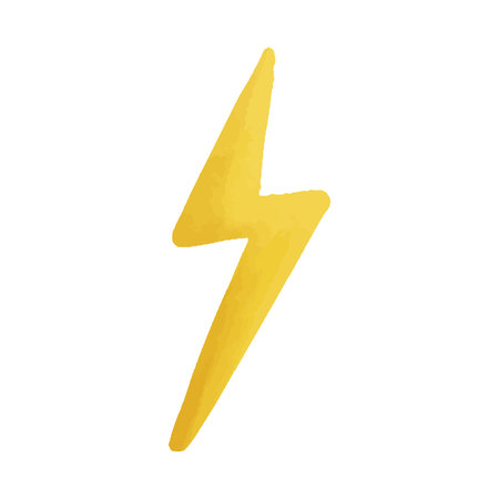Lightning, hand drawn watercolor vector illustration.