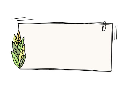 Hand drawn floral frame with doodle leaves, vector illustration.のイラスト素材