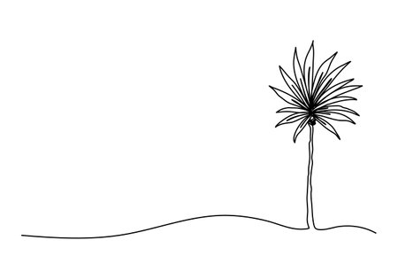 Palm tree, one line drawing vector illustration.のイラスト素材