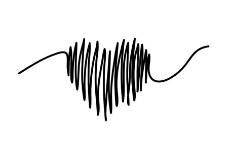 Heart. One line drawing vector illustration.のイラスト素材