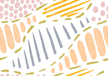 Hand drawn, seamless pattern with colorful stripes.