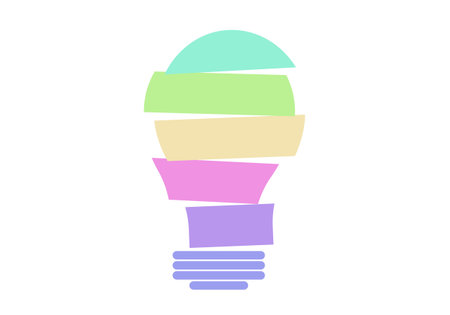 Sticker making a light bulb silhouette. 5 steps infographics template for presentation, vector illustration.のイラスト素材