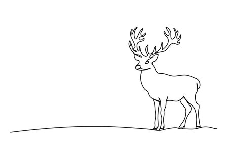 Deer one line drawing, vector illustration.のイラスト素材