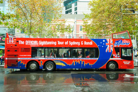 SYDNEY, AUSTRALIA - MARCH 2, 2014: Sydney hop-on hop-off bus. Its one of the best way to explore Sydney.のeditorial素材
