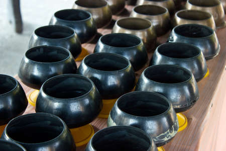 Monk s food bowll,Buddhist temple in Thailand の写真素材