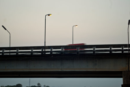 Sunset from the bridgeの写真素材