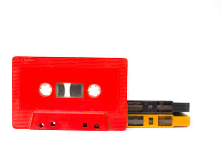 Old music tape over a white backgroundの写真素材
