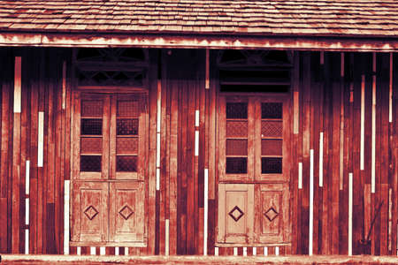 Retro image,Old window of classic wood buildingの写真素材