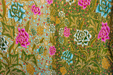 Colorful batik cloth fabric backgroundの写真素材