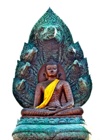Statue,Buddha protected by King of Na-gaの写真素材
