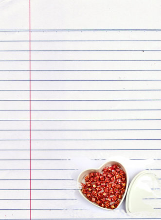 Old notepad paper with heart for text, love, concept and memo の写真素材