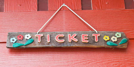Ticket retro wooden signの写真素材