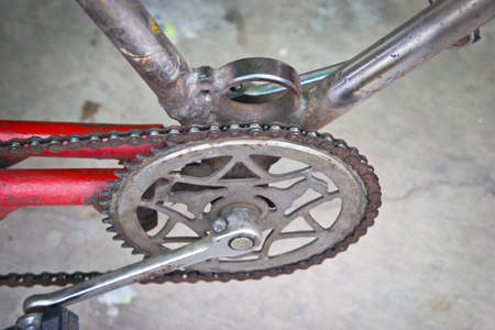 Old bicycle crank set pedalの写真素材