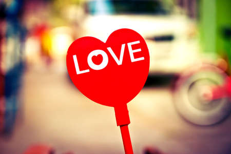 Vintage photo style of red heart sign with wordの写真素材